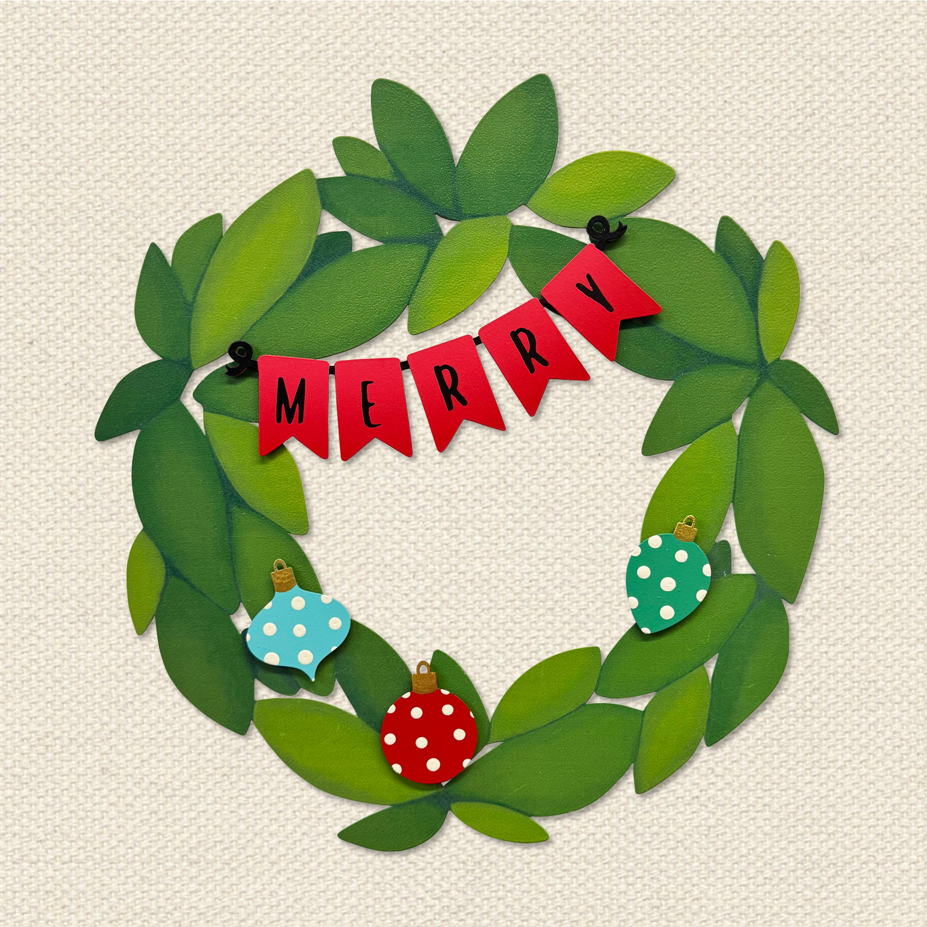 "Merry" Wreath Kit Magnets S/4
