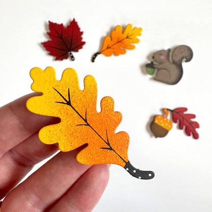 Eichenblatt-Magnet Gelb