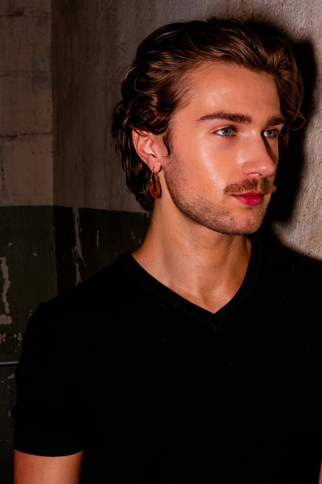 Patina Hammered Hoop Earrings - Red