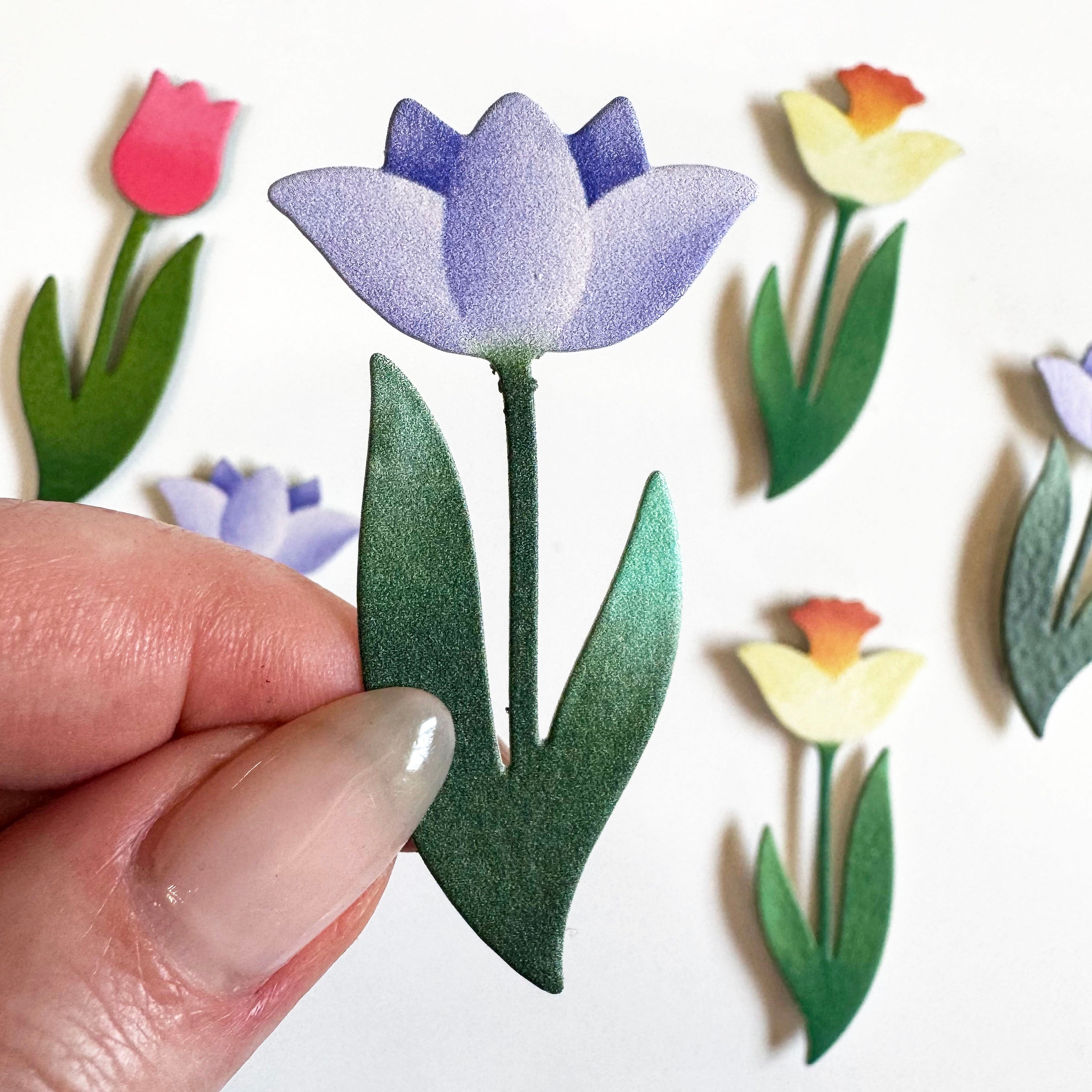 Blumenstiel-Magnet Lila