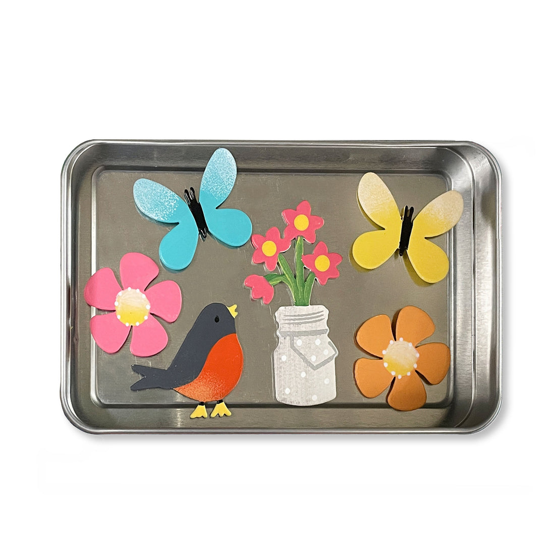 Magnet-Geschenkset mit Schmetterlingen und Blüten