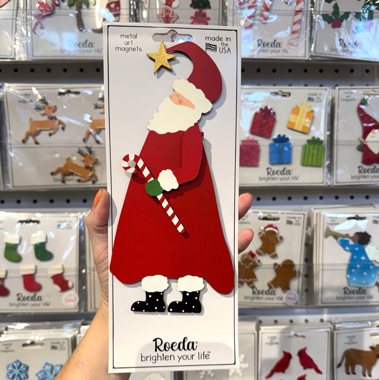 Santa w/ Candy Cane Magnet