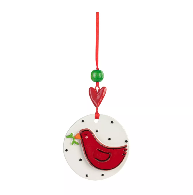 Cardinal &amp; Polka Dots Ornament