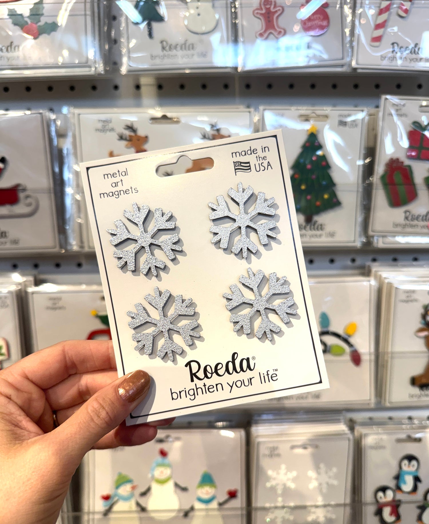 Snowflake Magnets S/4, Silver