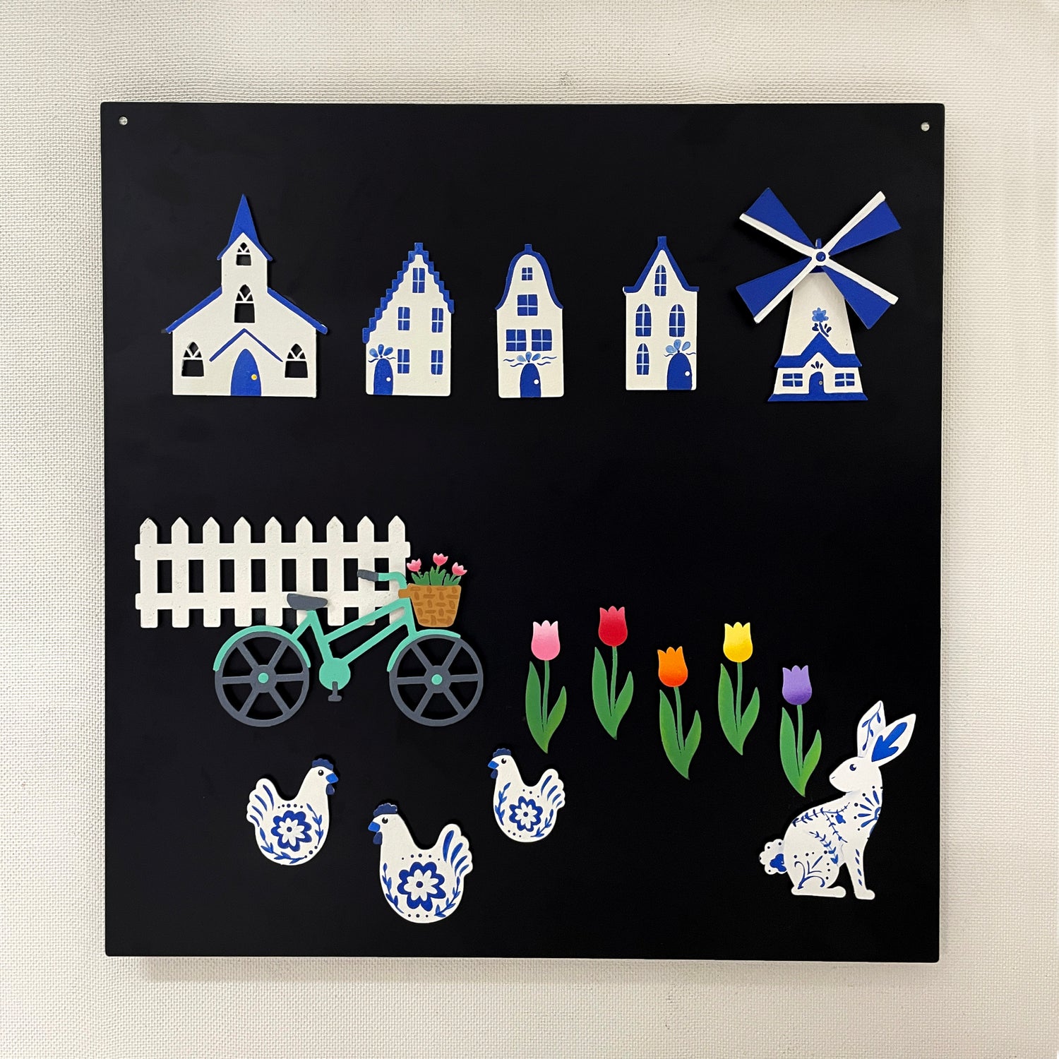 Delft Floral Hen Magnets S/3