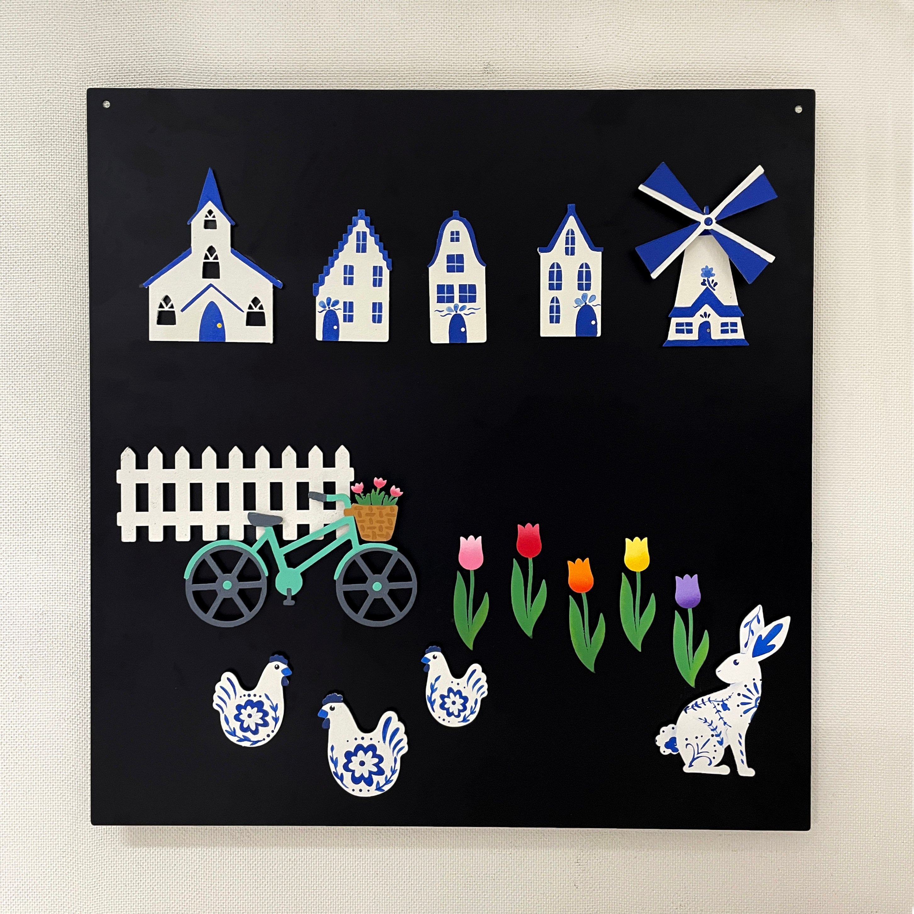 Delft Floral Hen Magnets S/3