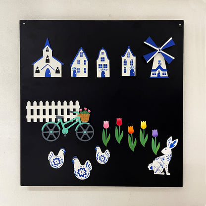 Delft Floral Hen Magnets S/3