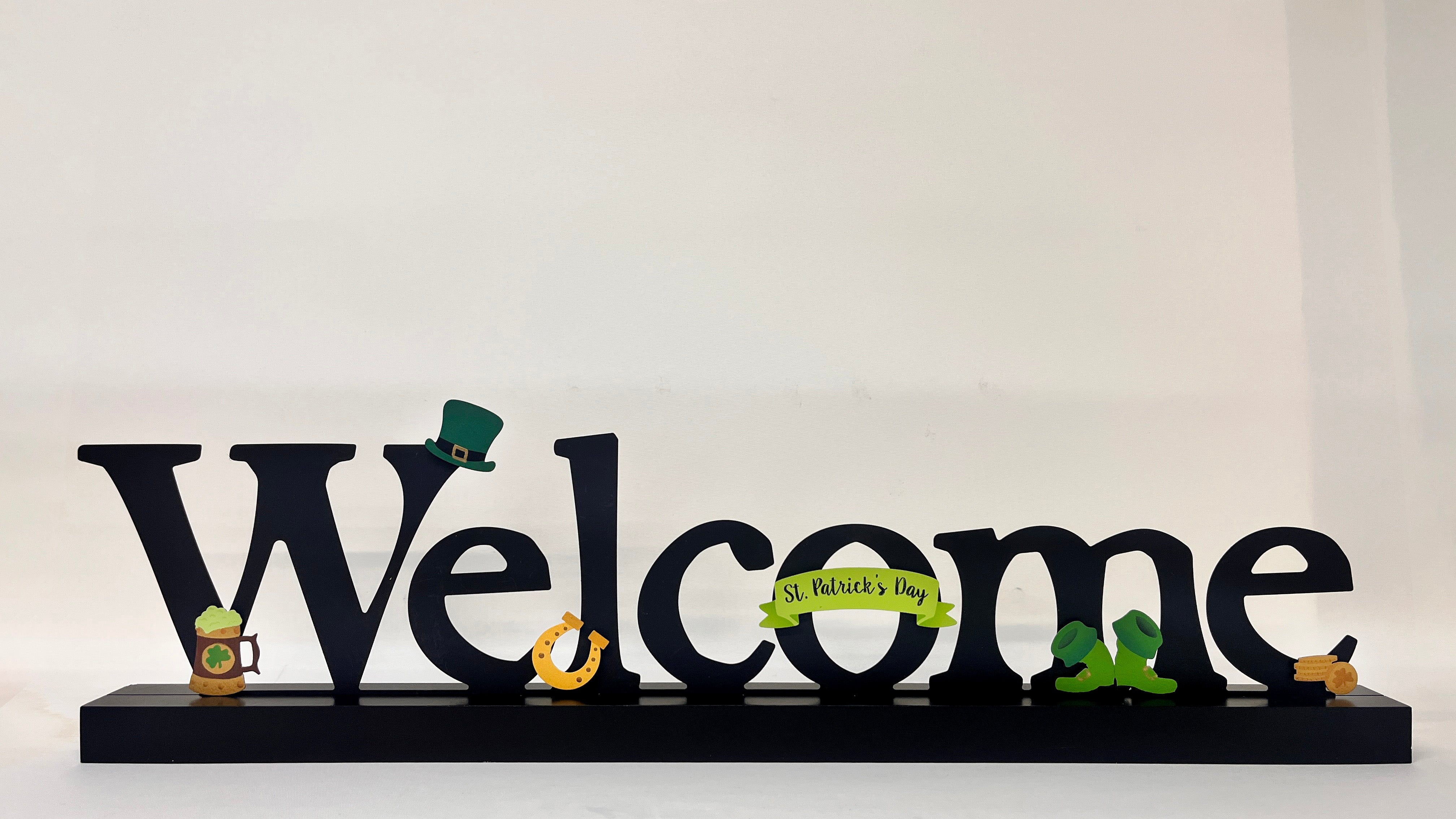 "Welcome" Magnetic Word 27"  w/ Wood Base