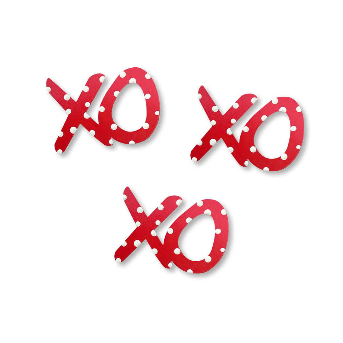 "XO Magnets" S/3 Red w/ White Dots
