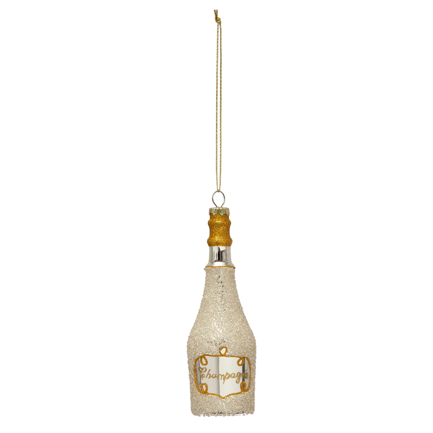 Champagne Bottle Glass Ornament