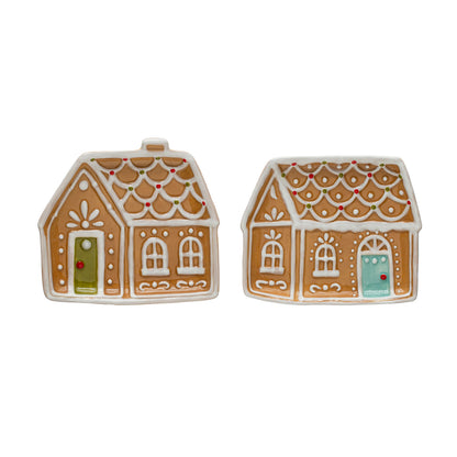 Handpainted Ceramic Ginger Bread House Shaped Plate