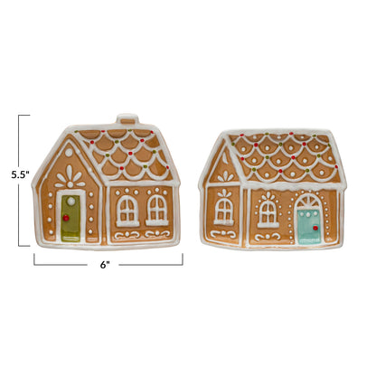 Handpainted Ceramic Ginger Bread House Shaped Plate