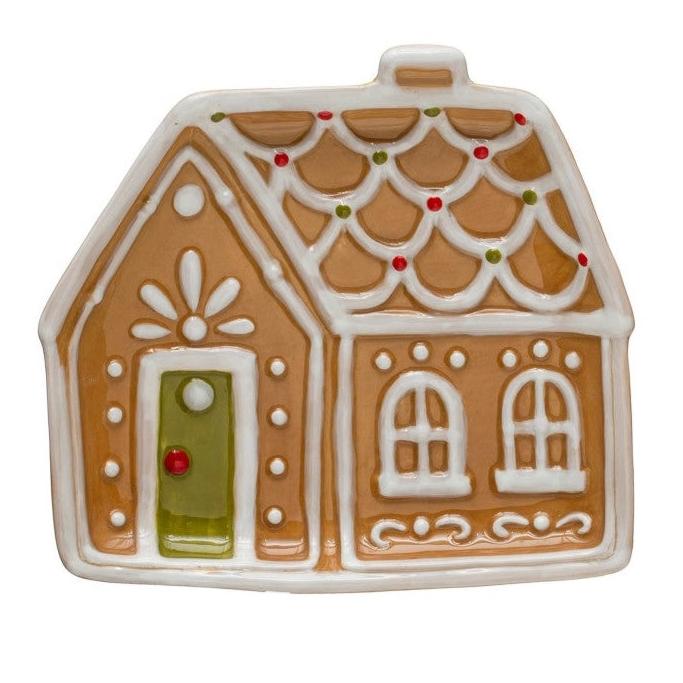 Handpainted Ceramic Ginger Bread House Shaped Plate