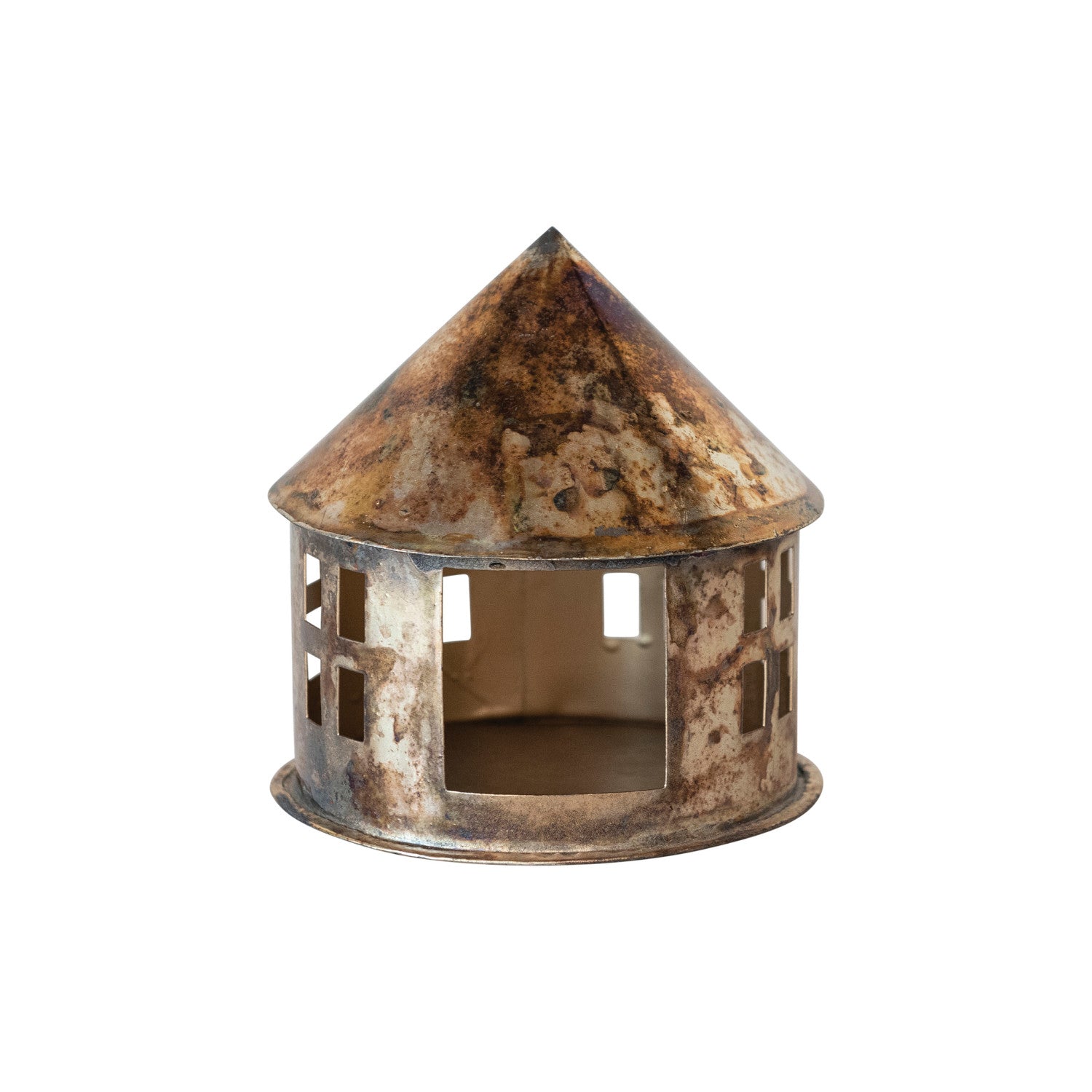 Round Metal House Tealight Holder