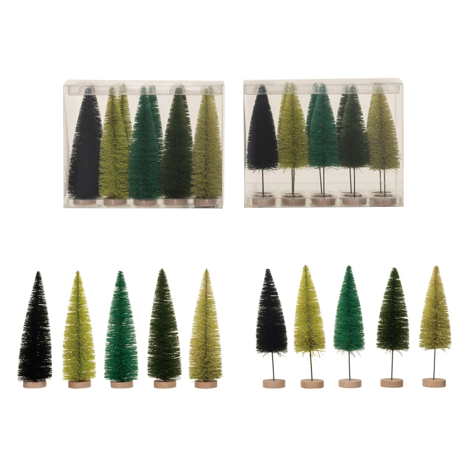 Sisal Bottle Brush Trees w/ Wood Base (2 styles)