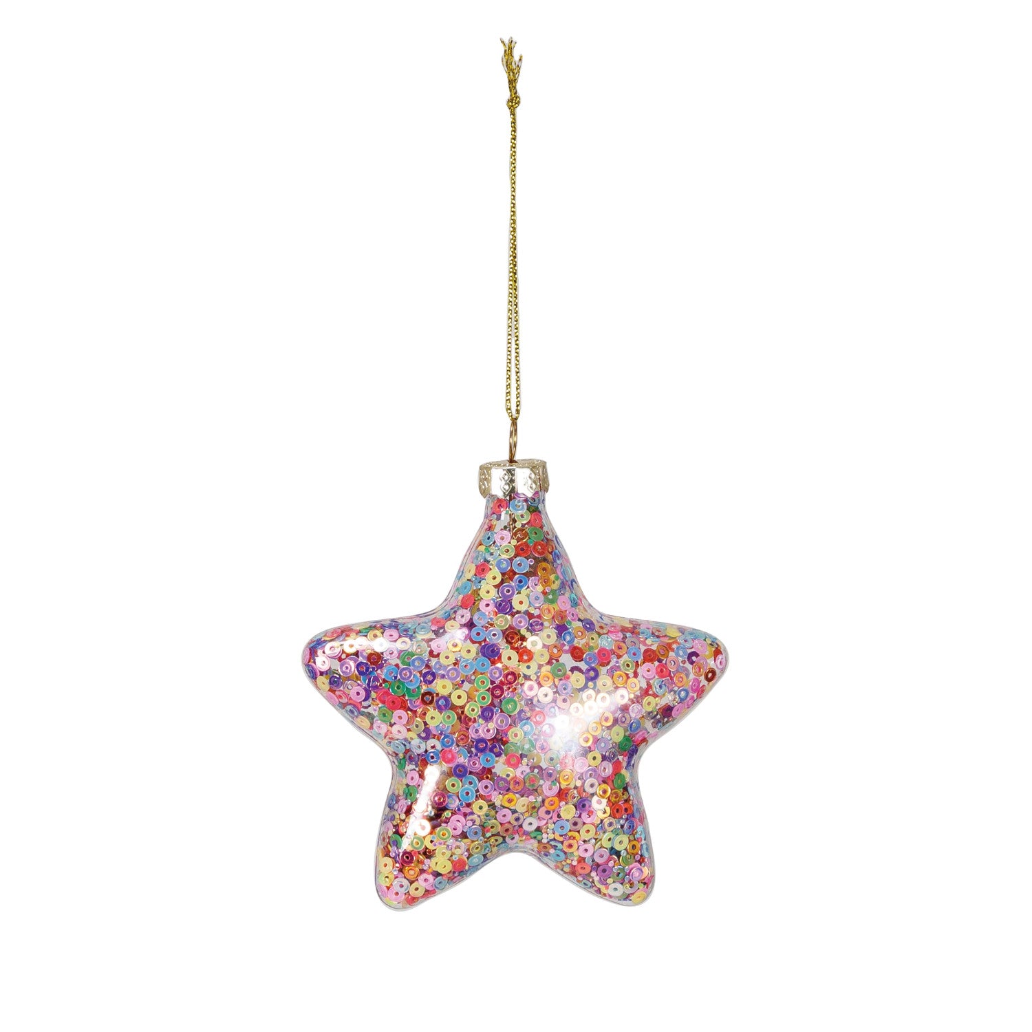 Glass Star Ornament Filled with Sequins