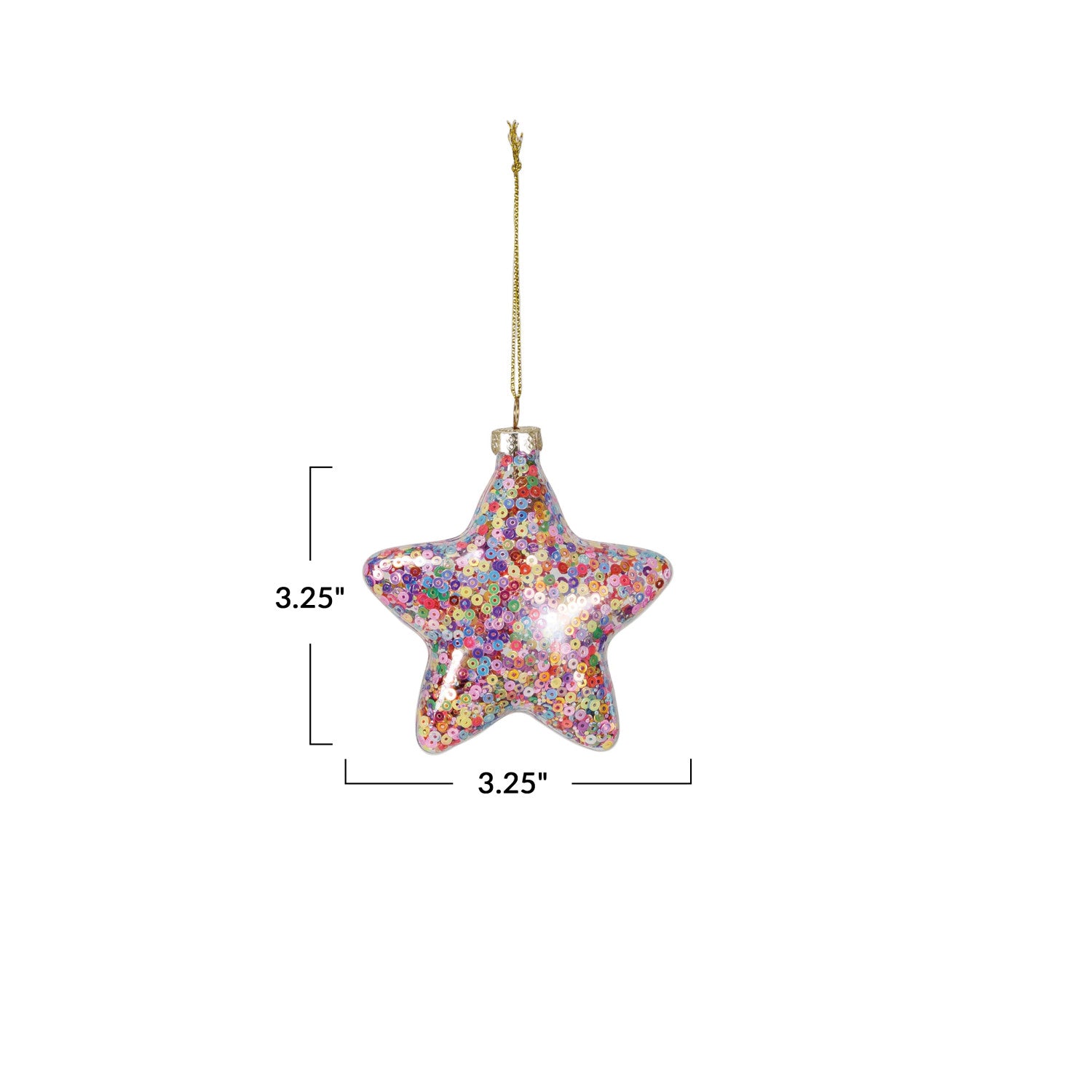 Glass Star Ornament Filled with Sequins