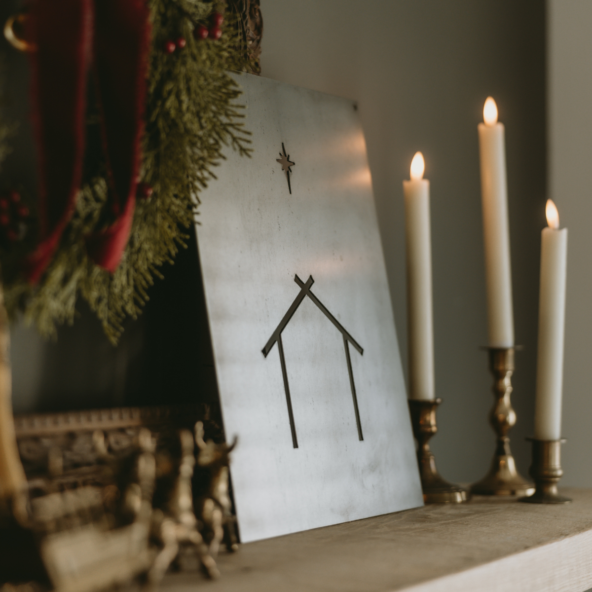 Nativity Scene Christmas Sign Steel Wall Decor Sign
