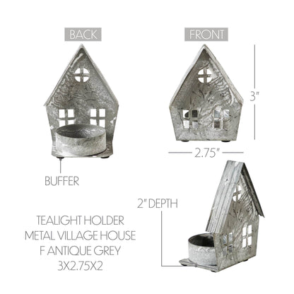 Metal Village House Tealight Holder Gable (3")