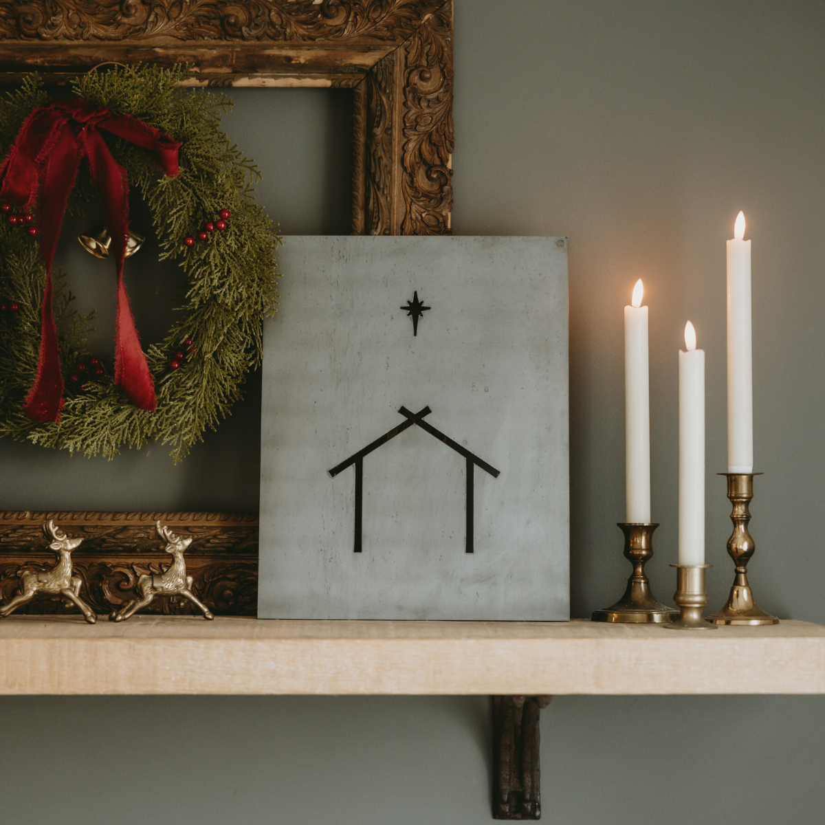 Nativity Scene Christmas Sign Steel Wall Decor Sign