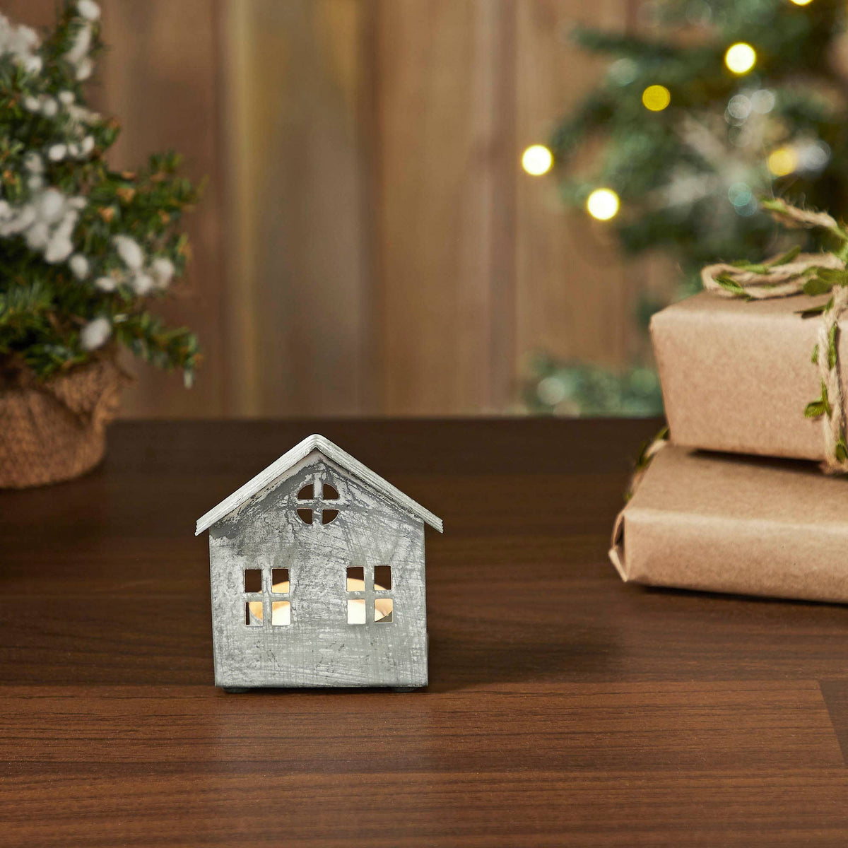 Metal Village House A Tealight Holder (3.25")