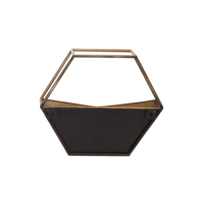 Bronze Geometric Metal Wall Planter Pot