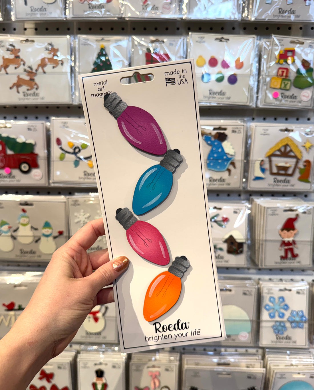 Christmas Light Bulb Mini Art Pop Magnets S/4 (Bright)