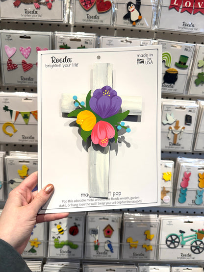 Cross w/ Flowers Magnetic Art Pop