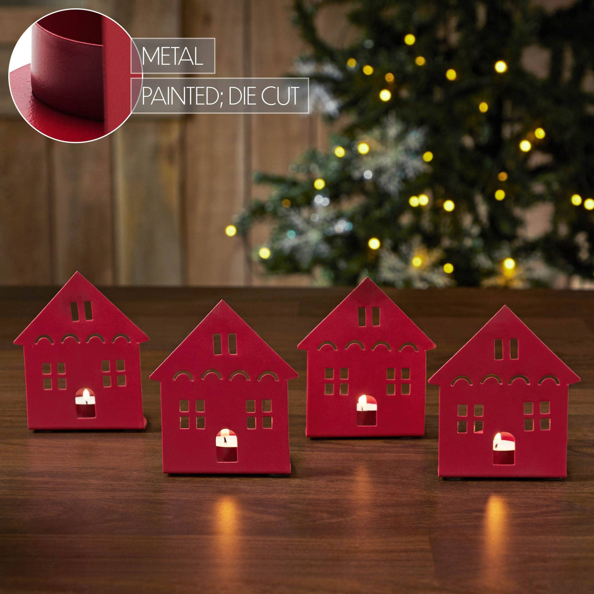 Tealight Holder House Barn Red (4.5x3.75x2.25)