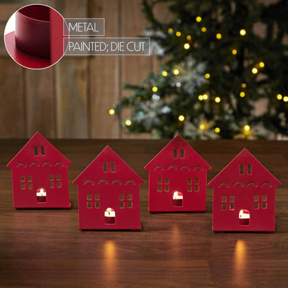 Tealight Holder House Barn Red (4.5x3.75x2.25)