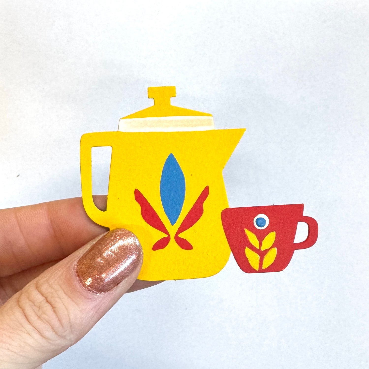 Dala Teapot &amp; Cup Magnet, Single
