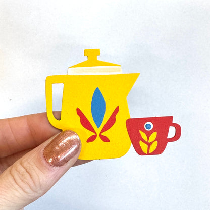 Dala Teapot &amp; Cup Magnet, Single