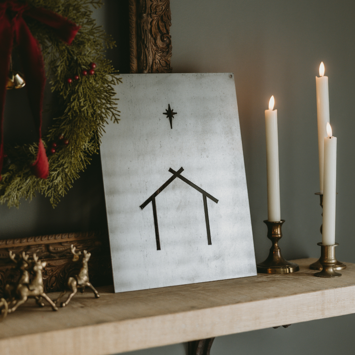 Nativity Scene Christmas Sign Steel Wall Decor Sign