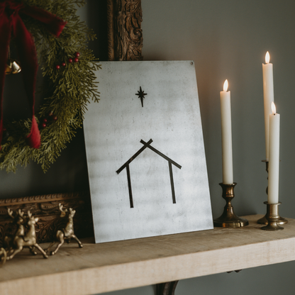 Nativity Scene Christmas Sign Steel Wall Decor Sign