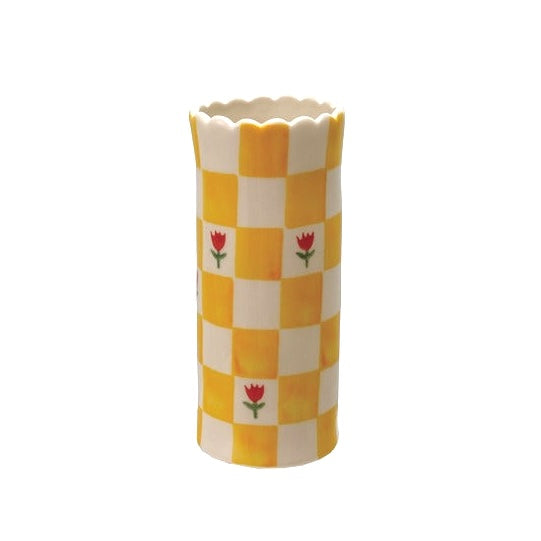 Yellow Checked Vase
