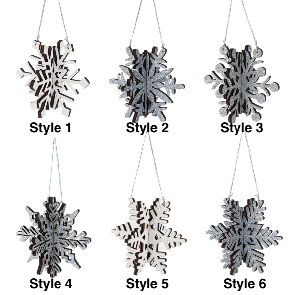 Laser Cut Snowflake Ornament (6 styles)