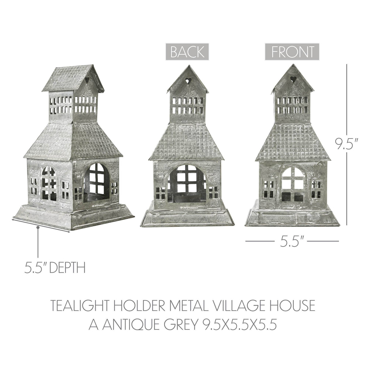 Metal Village House Tealight Holder (9.5")