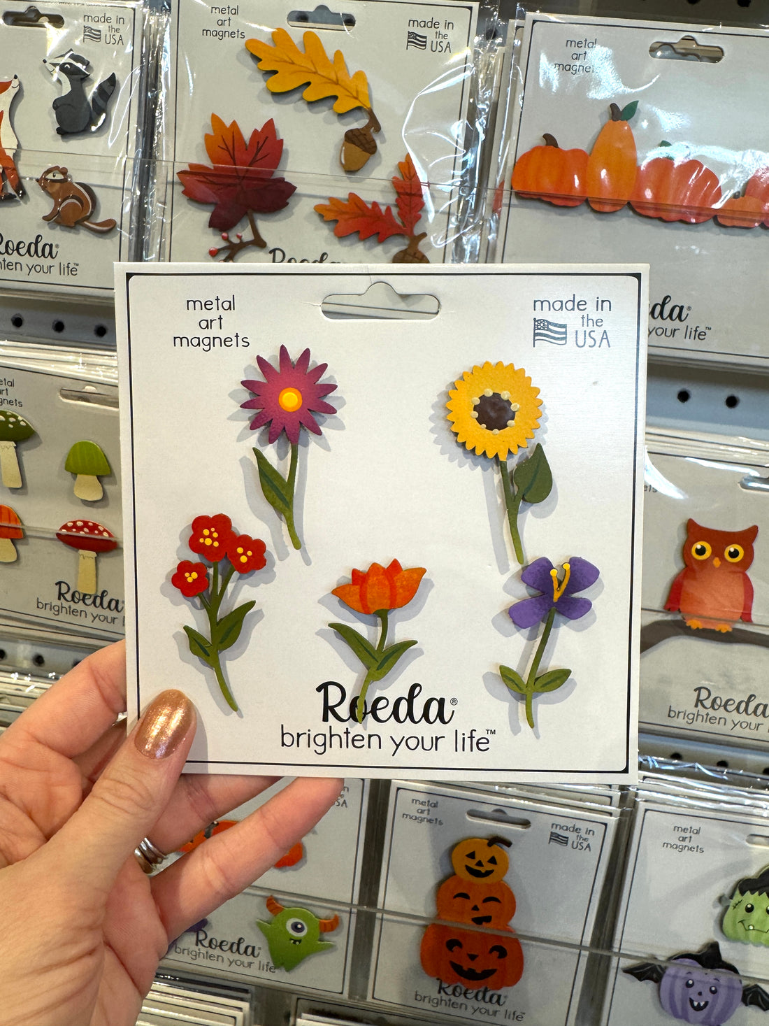 Fall Rainbow Flower Stem Magnets S/5