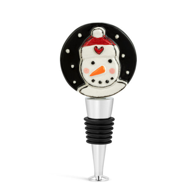 Snowman Polka Dot Bottle Stopper