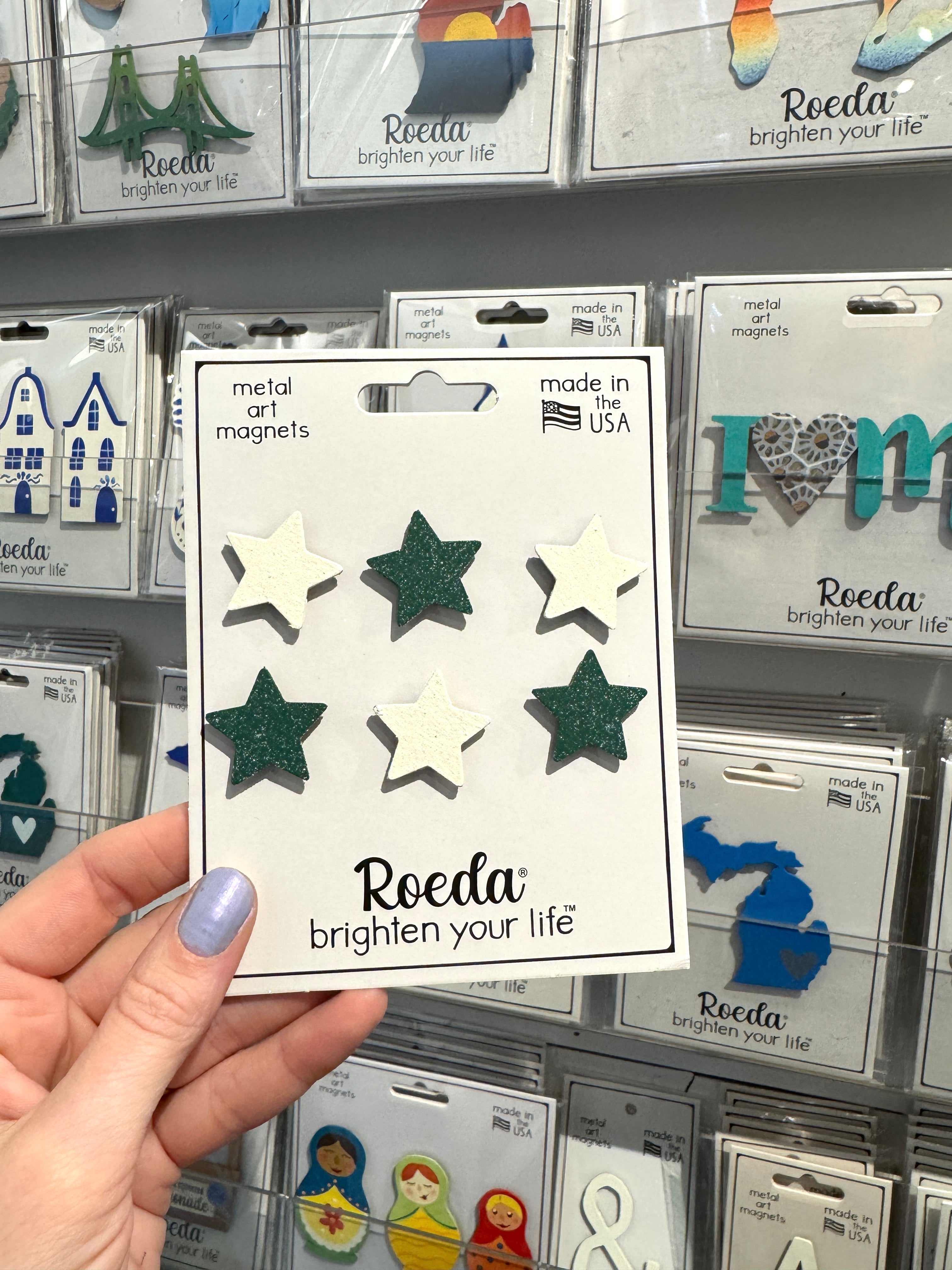 Collegiate Star Magnets S/6 Green/White