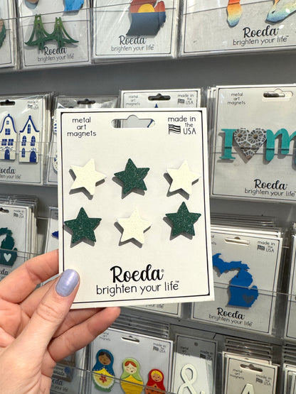Collegiate Star Magnets S/6 Green/White