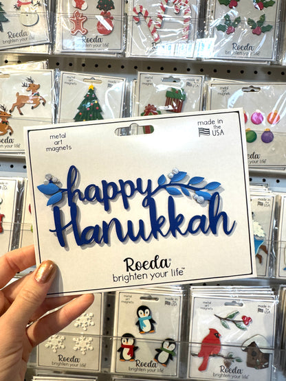 "Happy Hanukkah" Magnet Blue