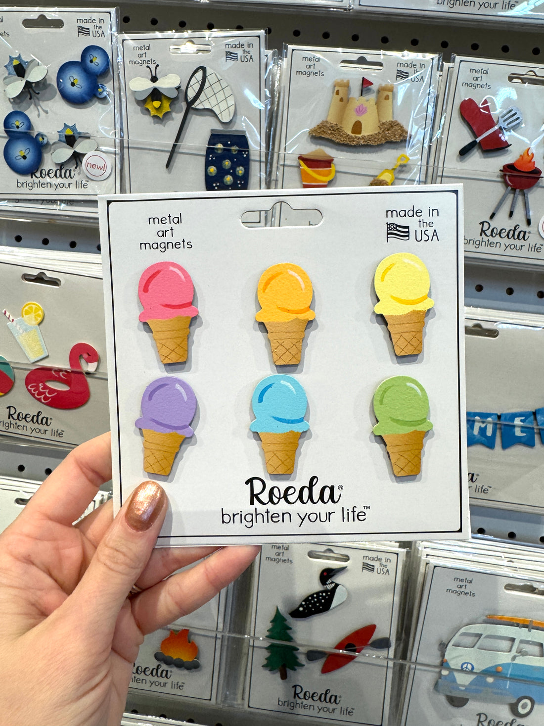 Rainbow Ice Cream Cone Magnets S/6