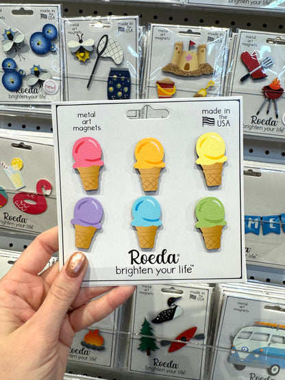 Rainbow Ice Cream Cone Magnets S/6