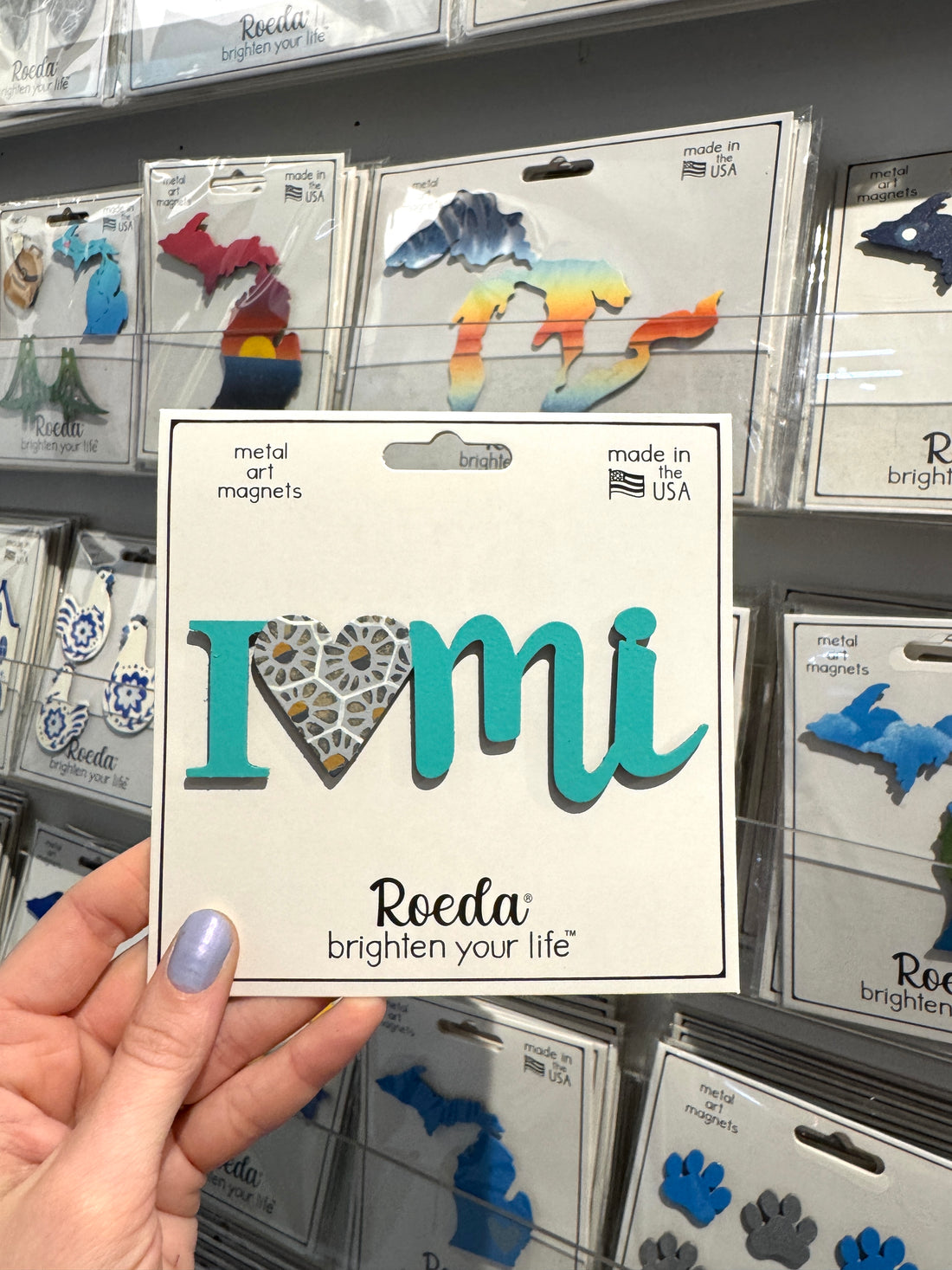 "I (heart) MI" Petoskey Stone Magnet