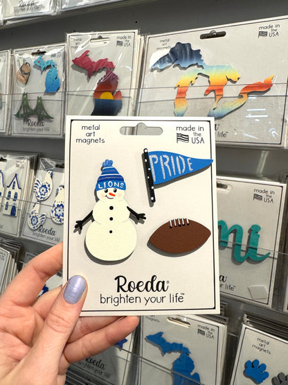 Snowy Football Magnets S/3 Lions Pride