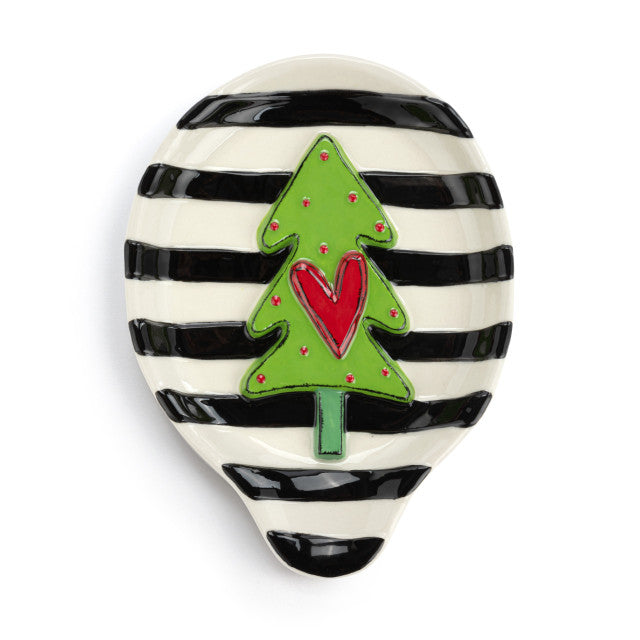 Christmas Tree Striped Spoon Rest