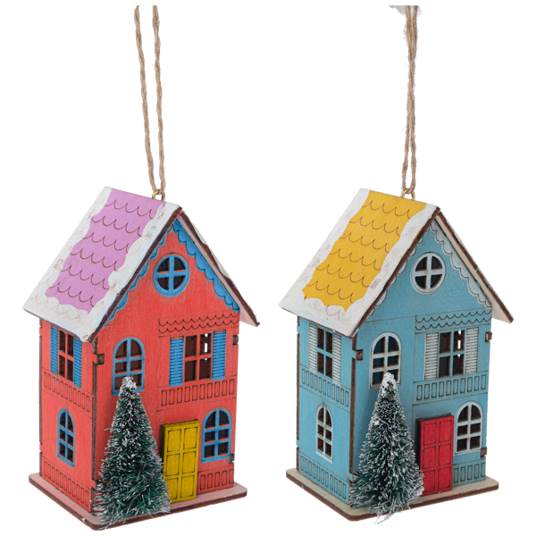 Snowy Day House Ornament (2 colors)