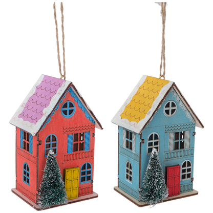 Snowy Day House Ornament (2 colors)