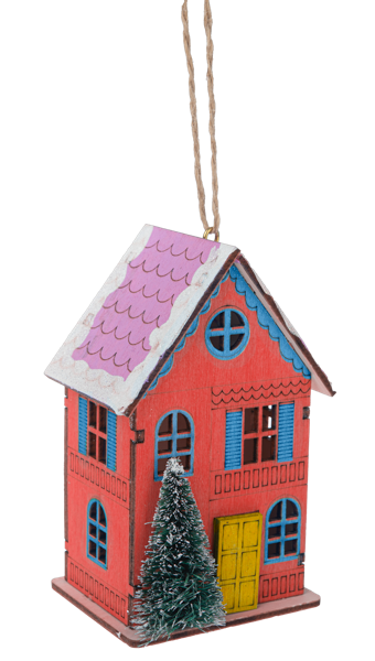 Snowy Day House Ornament (2 colors)